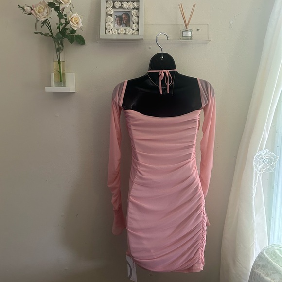 Pink Halter Ruched Dress - Picture 3 of 3